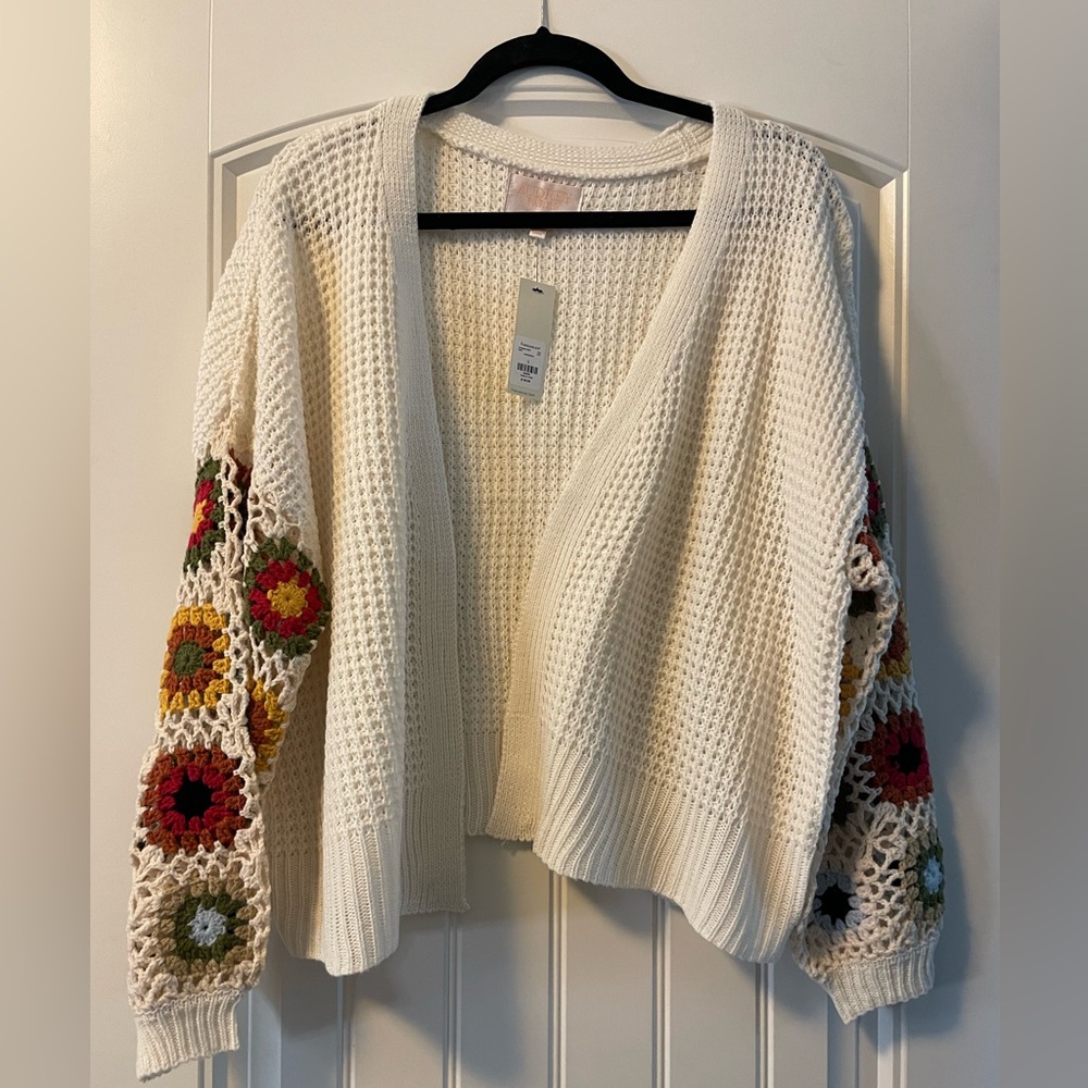 NWT Crochet open cardigan sweater from Francesca’s New! Great for fall!
